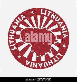 Lithuania stamp. Travel red rubber stamp with the map of the country, vector illustration. Stock Vector