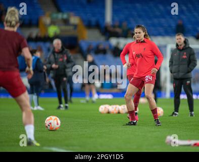 Liverpool, Merseyside, England. 24th March 2023. Liverpool's Katie Stengel warms up, during Everton Football Club V Liverpool Football Club at Goodison Park, in the Barclays Women’s Super League (Credit Image: ©Cody Froggatt/ Alamy Live News) Stock Photo