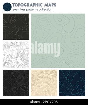 Topographic maps. Appealing isoline patterns, seamless design. Astonishing tileable background. Vector illustration. Stock Vector
