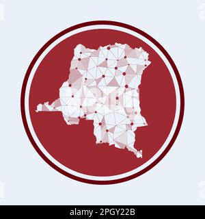 DR Congo icon. Trendy tech logo of the country. Geometric mesh round design. Technology, internet, network, telecommunication concept. Stock Vector