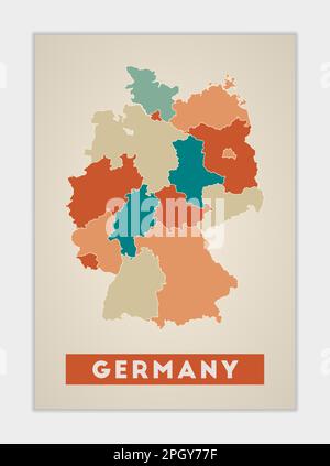Germany map. Colorful detailed vector map of the European country Stock ...