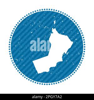 Oman striped retro travel sticker. Badge with map of country, vector illustration. Can be used as insignia, logotype, label, sticker or badge of Oman. Stock Vector