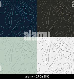 Topography patterns. Seamless elevation map tiles. Awesome isoline background. Captivating tileable patterns. Vector illustration. Stock Vector