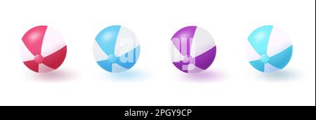 Beach ball element vector set. Beach ball colorful elements isolated fro summer elements. Vector illustration summer collection. Stock Vector