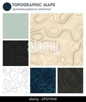 Topographic maps. Beautiful isoline patterns, seamless design. Appealing tileable background. Vector illustration. Stock Vector