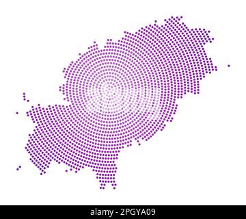 Ibiza dotted map. Digital style shape of Ibiza. Tech icon of the island with graduated dots. Modern vector illustration. Stock Vector