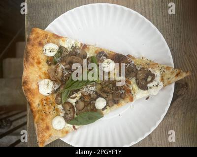 New York, USA. 25th Feb, 2023. A 'cheese slice' pizza slice. Hardly any snack may ever have come closer to being called system-relevant than the legendary New York pizza slice. Credit: Benno Schwinghammer/dpa/Alamy Live News Stock Photo