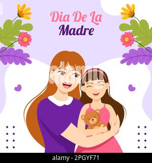 Feliz Dia De La Madre Social Media Background Illustration Cartoon Hand Drawn Templates Stock Vector