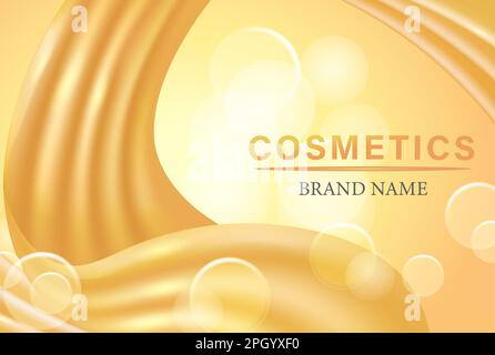 Gold silk fabric for cosmetic product 3d vector background. Can be used for product background Stock Vector