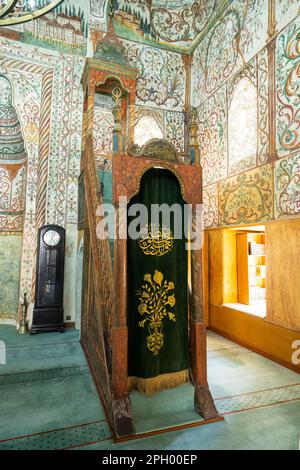 Tirana, Albania. March 2023.  indoor view of the Et'hem Bej Mosque in Skenderbej square in the city center Stock Photo