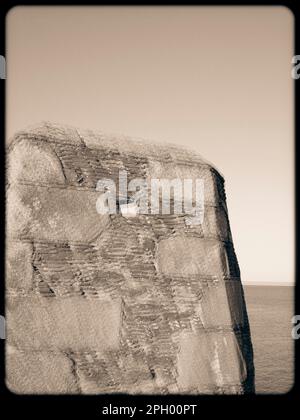 Black and White Landscape, Little Dennis Fort, Pendennis Point, Falmouth, Cornwall, England, UK, GB. Stock Photo