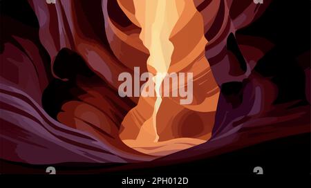 Antelope canyon. US national park. Vector art illustration of curves in ...