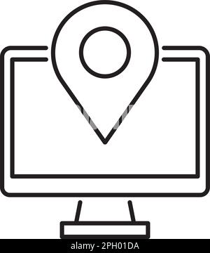 Information technology location sign, monitor, ip adress vector icon illustration. Stock Vector
