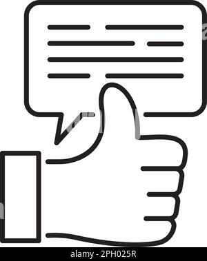 Project management thumbs up, conversation bubble, feedback vector icon illustration. Stock Vector