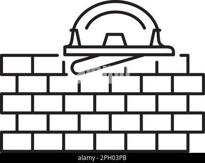 Project management helmet, brick wall, work in progress vector icon illustration. Stock Vector