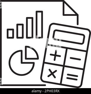 Project management document, graphics, calculator, accounting vector icon illustration. Stock Vector