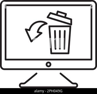 Project management monitor, basket, arrow, restore vector icon illustration. Stock Vector