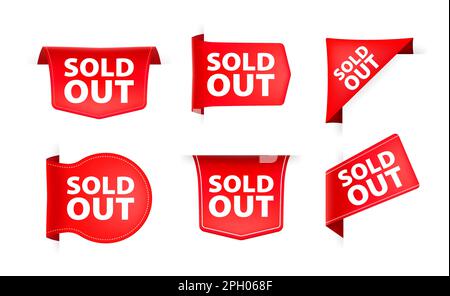 Red ribbon with text Sold out. Banner ribbon label Sold out Stock Vector