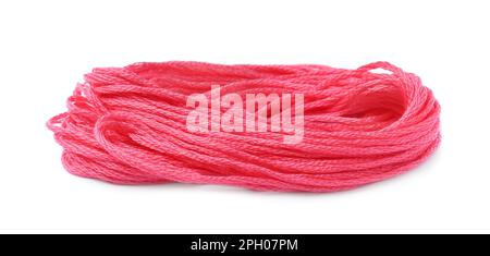 Bright pink embroidery thread on white background Stock Photo - Alamy