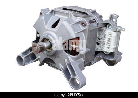 Electric motor from a washing machine On a white background Stock Photo
