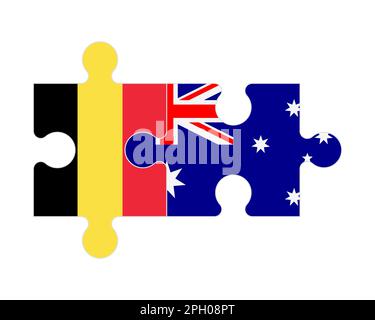 Connected puzzle of flags of Belgium and Australia, vector Stock Vector