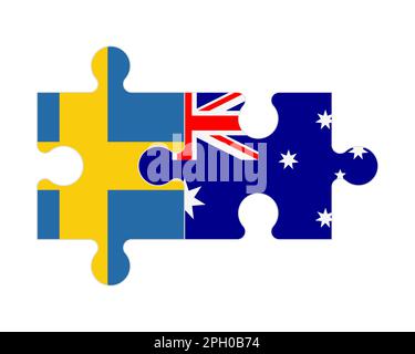 Connected puzzle of flags of Sweden and Australia, vector Stock Vector
