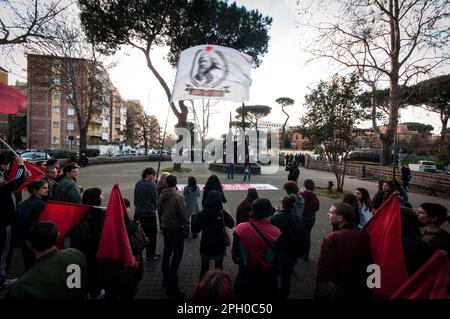 Rome, Italy, Italy. 24th Mar, 2023. The Communist Front in memory of the 79th anniversary of the massacre of the Fosse Ardeatine, was the mass execution of 335 civilians and political prisoners carried out in Rome on 24 March 1944 by German occupation troops during the Second World War (WWII) in retaliation for a partisan attack conducted on 23 March 1944 in Via Rasella in the centre of Rome. (Credit Image: © Andrea Ronchini/Pacific Press via ZUMA Press Wire) EDITORIAL USAGE ONLY! Not for Commercial USAGE! Stock Photo
