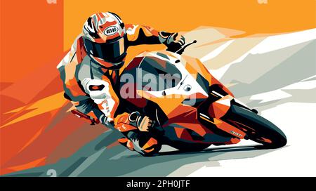 Motogp Racer Vector Moto gp vector art. Man on a motorbike at high speed leaning in the ...