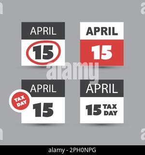 USA Tax Day Icon Set - Calendar Design Template Stock Vector