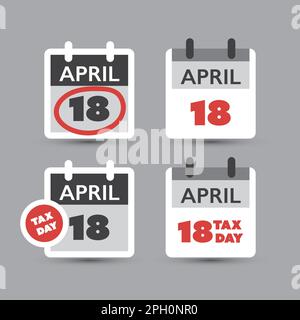 Set of USA Tax Day Icons - Calendar Design Templates 2017 Stock Vector