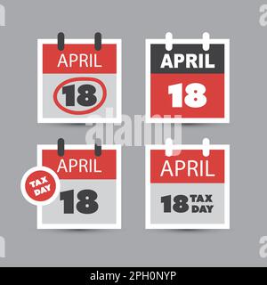 Set of USA Tax Day Icons - Calendar Design Templates 2017 Stock Vector
