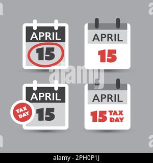 USA Tax Day Icon Set - Calendar Design Template Stock Vector