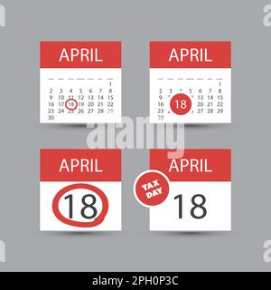 Set of USA Tax Day Icons - Calendar Design Templates 2017 Stock Vector