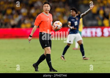 Match Referee KIM Dae Yong looks on during the match between Australia and Ecuador at CommBank Stadium on March 24, 2023 in Sydney, Australia Stock Photo