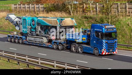 Cranage Haulage delivery trucks, lorry carrying Volvo A40G, Articulated ...