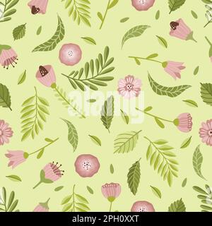 Set of Flowers Vector Seamless Pattern. Pattern for fashion and print. Stock Vector