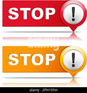 Red and orange stop signs with exclamation marks, vector eps10 illustration Stock Vector