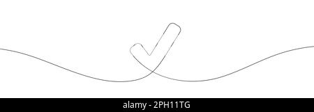 Check mark icon continuous one line drawing and minimalist style ...