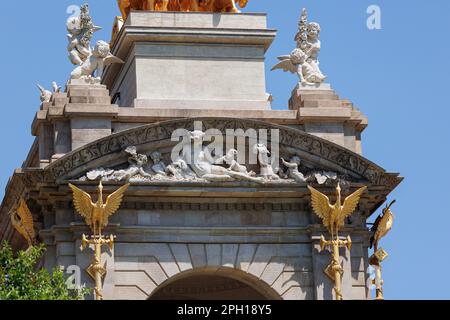 Detail of the Fountain designed by Josep Fontserè inside The Parc de la Ciutadella, Citadel Park, in Ciutat Vella Neighborhood in Barcelona, Catalonia Stock Photo