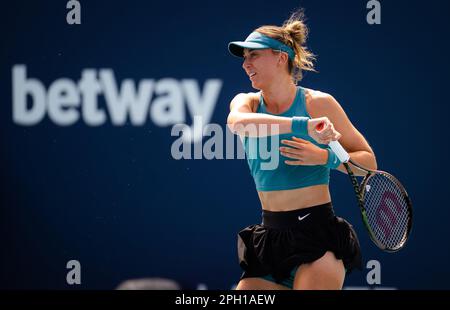 Paula Badosa of Spain in action during the second round of the 2023 Miami Open, WTA 1000 tennis tournament on March 23, 2023 in Miami, USA - Photo: Rob Prange/DPPI/LiveMedia Stock Photo