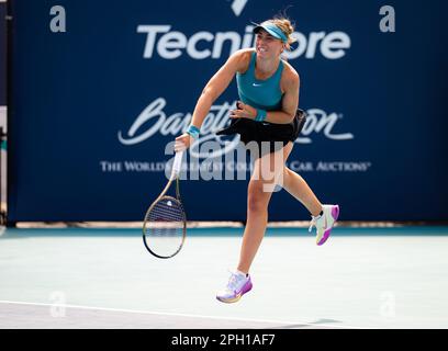 Paula Badosa of Spain in action during the second round of the 2023 Miami Open, WTA 1000 tennis tournament on March 23, 2023 in Miami, USA - Photo: Rob Prange/DPPI/LiveMedia Stock Photo