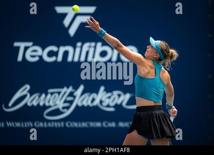 Paula Badosa of Spain in action during the second round of the 2023 Miami Open, WTA 1000 tennis tournament on March 23, 2023 in Miami, USA - Photo: Rob Prange/DPPI/LiveMedia Stock Photo