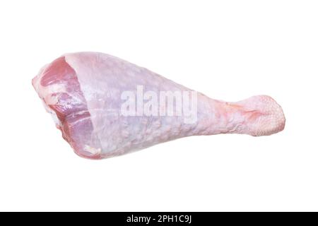 Raw turkey drumstick isolated on white background. Turkey leg isolated. Stock Photo