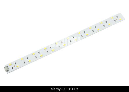 LED spotlight close-up texture background. Led technologies. Diodes background. LED flashlight isolated on white background. Stock Photo