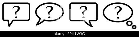 Question mark in speech bubble, different version. Ask, talk or query concept Stock Vector