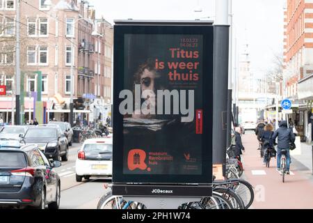 Billboard Museum Rembrandthuis Titus Is Weer Thuis Exhibition At Amsterdam The Netherlands 23-3-2023 Stock Photo