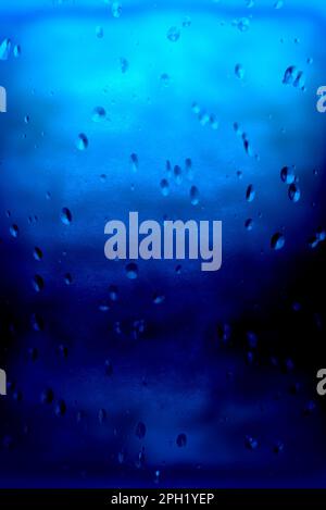abstract blue background with drops of water Stock Photo
