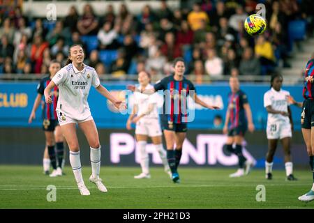 Sant Joan Despí, Spain, 25, March, 2023.  Spanish Liga F: FC Barcelona v Real Madrid CF.  (11) Weir reacts  Credit: Joan G/Alamy Live News Stock Photo