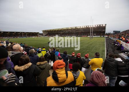 Newcastle on Saturday 25th March 2023. A packed Kingston Park during the Tik Tok Women's Six Nations match between England Women and Scotland Women at Kingston Park, Newcastle on Saturday 25th March 2023. (Photo: Chris Lishman | MI News) Credit: MI News & Sport /Alamy Live News Stock Photo