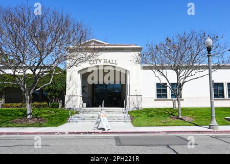 BUENA PARK, CALIFORNIA - 24 MAR 2023: Buena Park City Hall Entrance on Pinchot Court. Stock Photo